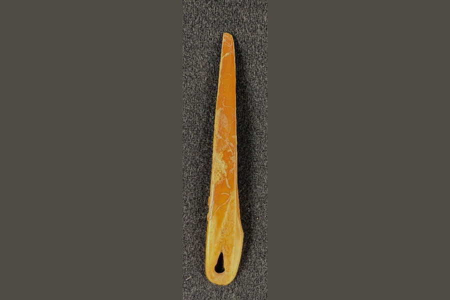 A thick needle made of ivory stone